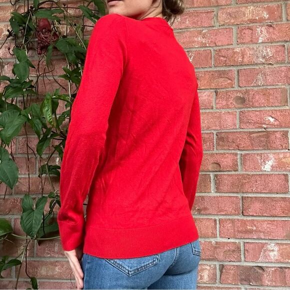 Kate Spade Red Floral Applique Sweater S Coquette Preppy Cottagecore Knit Top - Picture 12 of 12